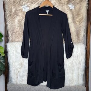 Splendid Black Open Front Cardigan